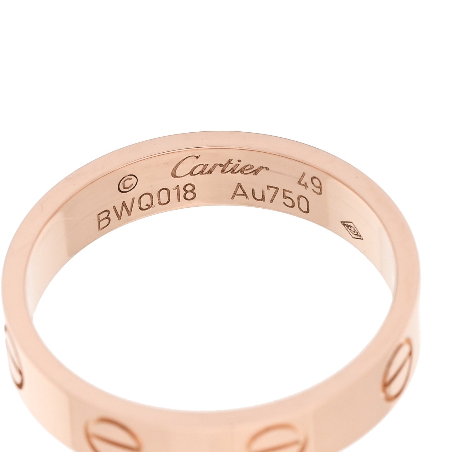 18K Pink Gold 3.5mm LOVE Wedding Band Ring 49 5