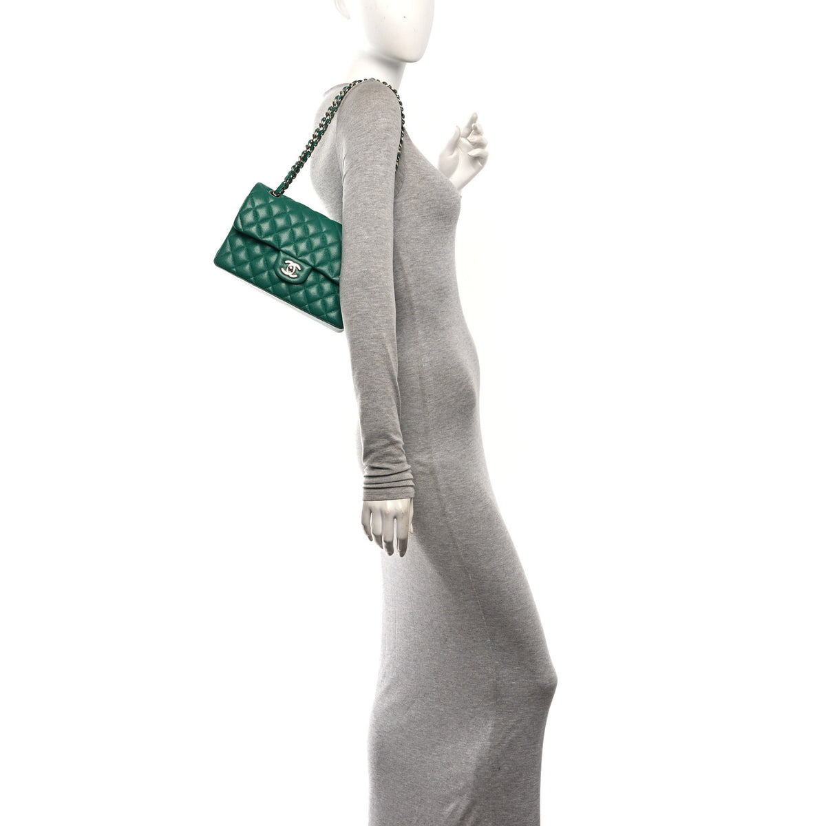 Chanel Caviar Quilted Small Double Flap Green 2 of 10