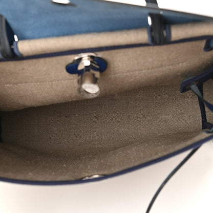 Hermes Military Toile Vache Hunter Herbag Zip Retourne 31 PM Bleu De France Ecru 6 of 8