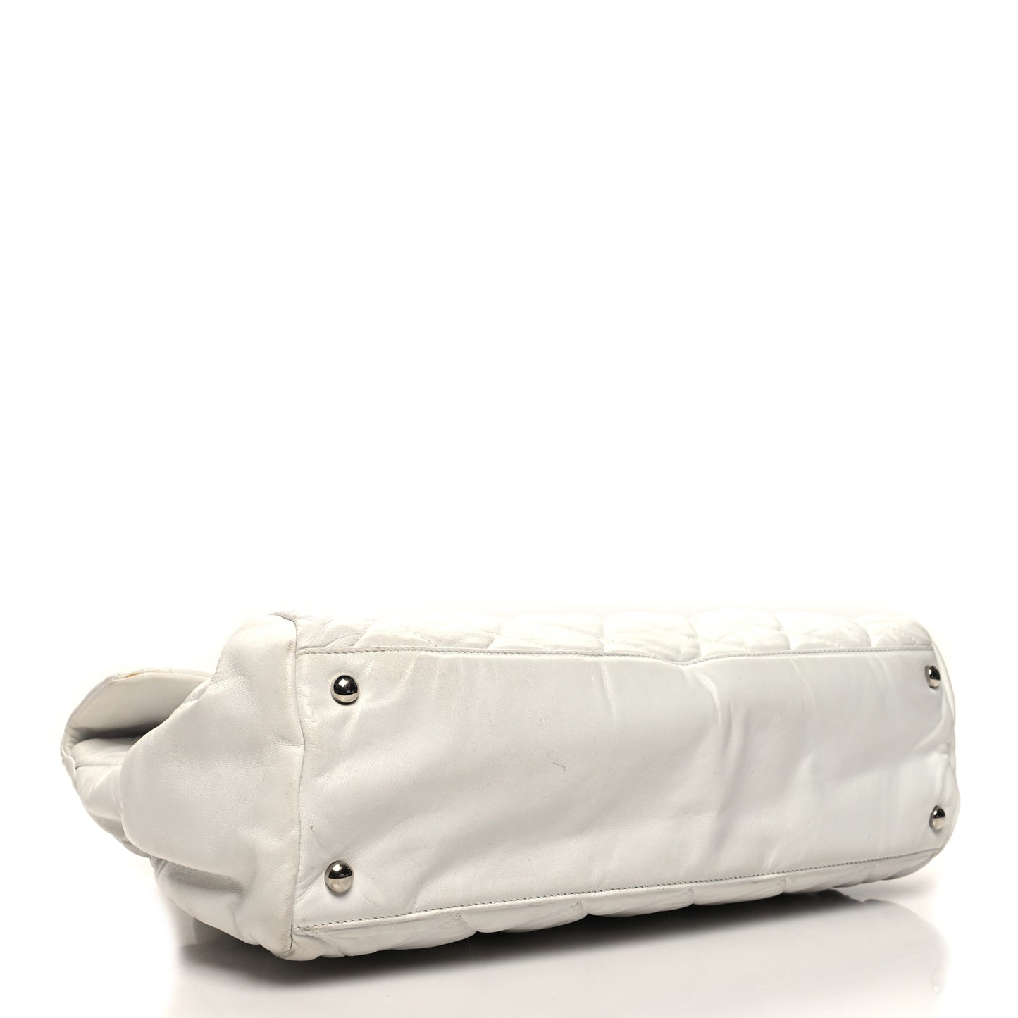 Quilted Lambskin Large Hidden Chain Flap Bag White