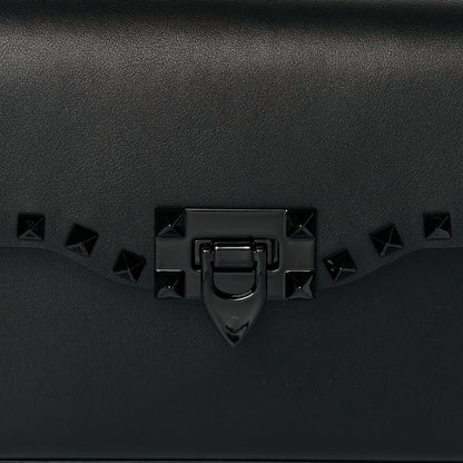 Valentino Garavani Vitello Monochrome Medium Rockstud Flip Lock Crossbody Bag Black 7 of 9