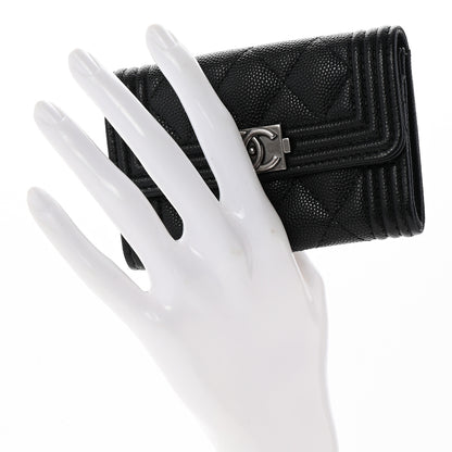 Chanel Caviar Quilted Boy Flap Card Holder Black 2 of 9