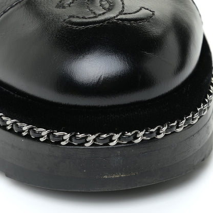 Chanel Crackled Calfskin Velvet Pearl Combat Short Boots 39 Black 14 of 19