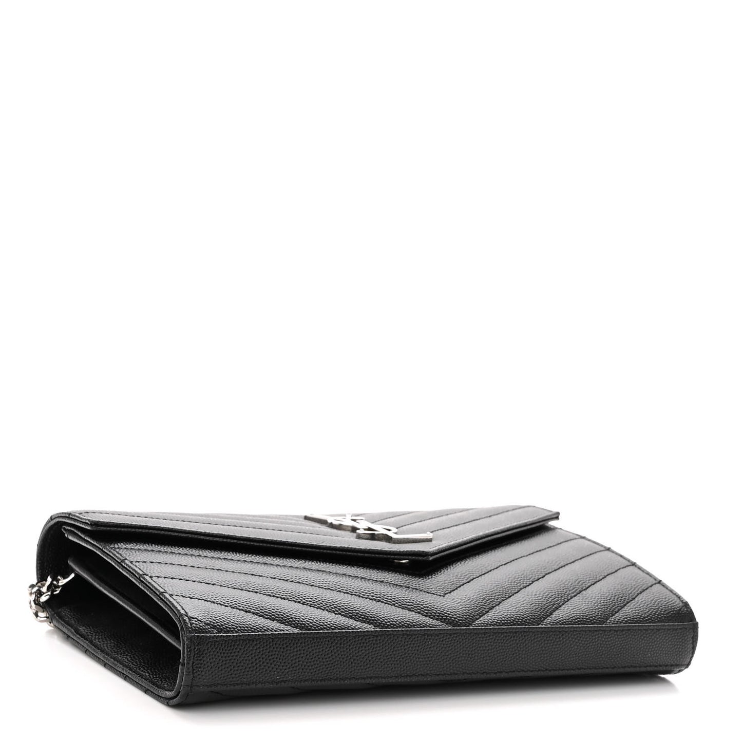 Grain De Poudre Matelasse Chevron Monogram Chain Wallet Black
