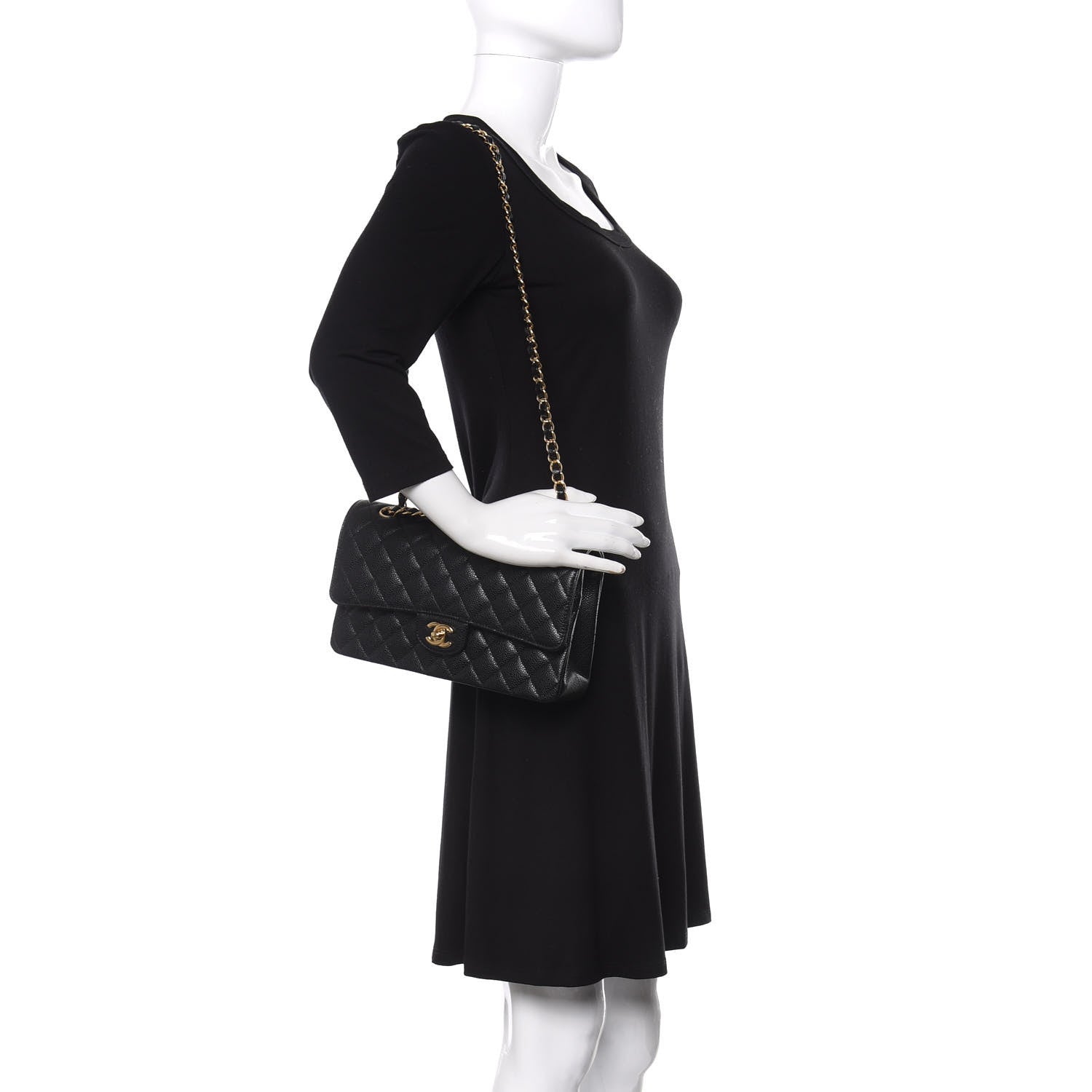 Chanel Caviar Quilted Medium Double Flap Black 2 of 11