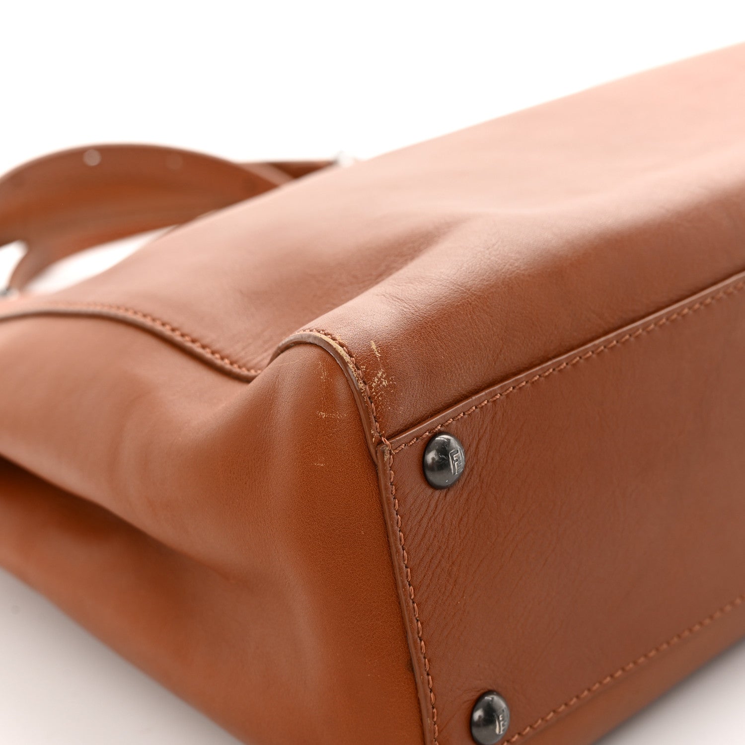 Fendi Vitello Suede Medium Peekaboo Iconic Satchel Cuoio Rame Moro 10 of 20
