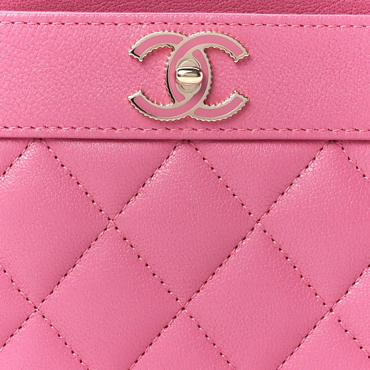 Sheepskin Quilted Mademoiselle Vintage Zip Pouch Pink