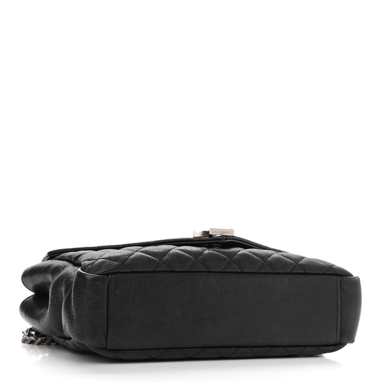 Sheepskin Tri-Quilt Monogram Medium College Bag Black