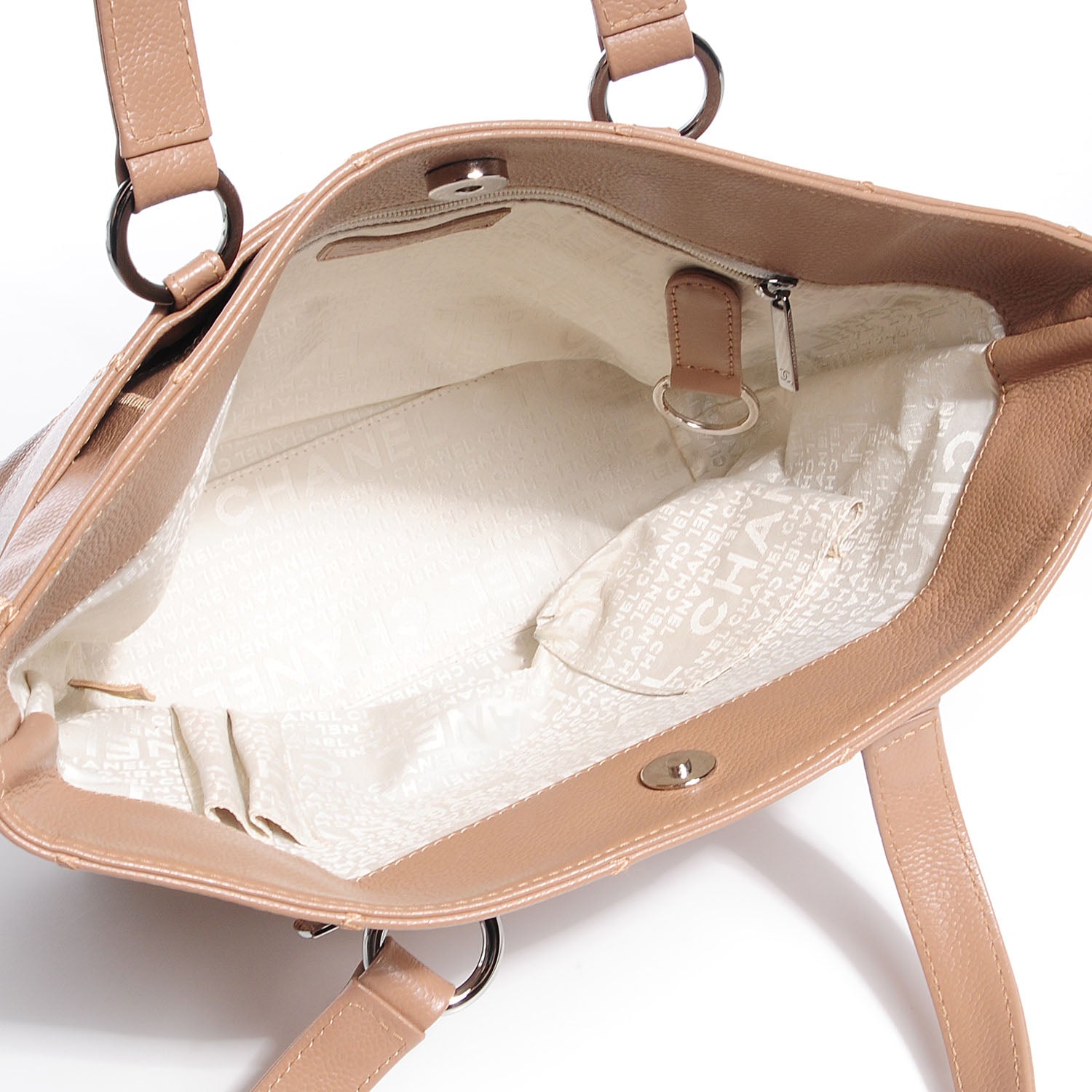 Chanel Caviar Square Stitched Tote Beige 5 of 7
