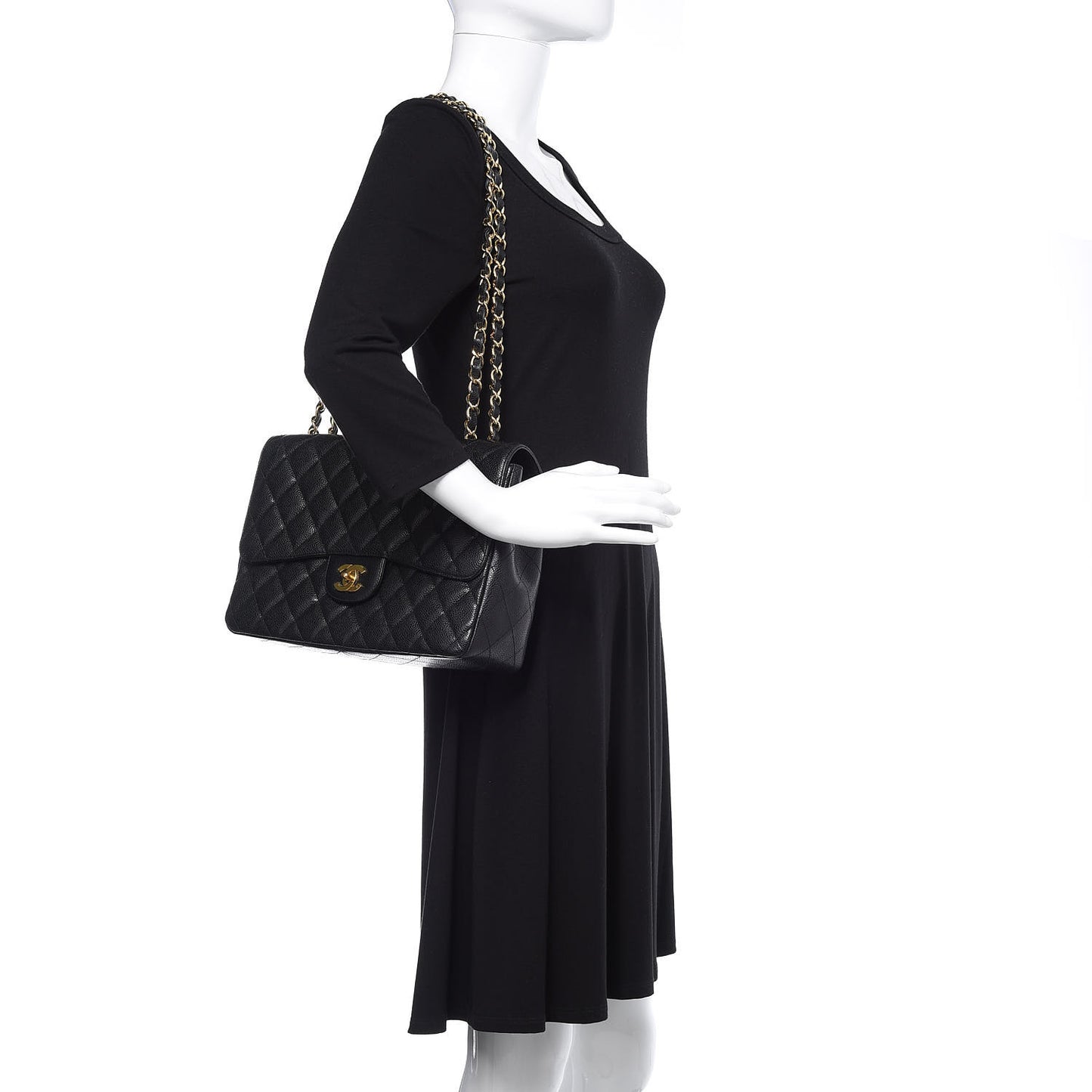 Caviar Quilted Jumbo Single Flap Black