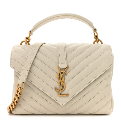 Saint Laurent Sheepskin Matelasse Chevron Monogram Medium College Bag Crema Soft 1 of 10