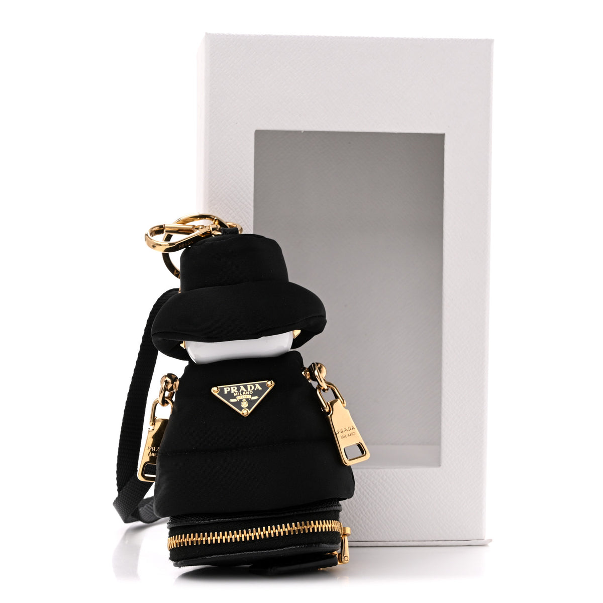 Re-Nylon Puffy Soft Robot Keychain With Strap Black
