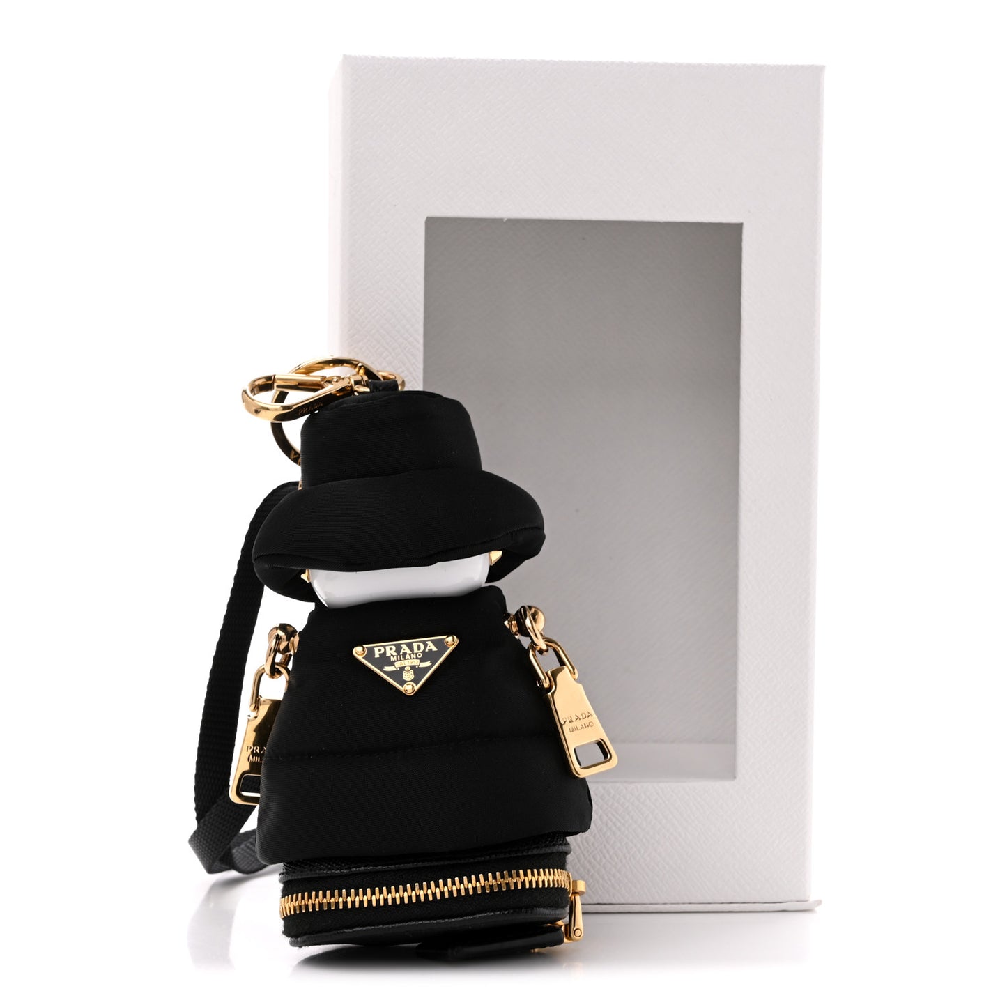 Re-Nylon Puffy Soft Robot Keychain With Strap Black