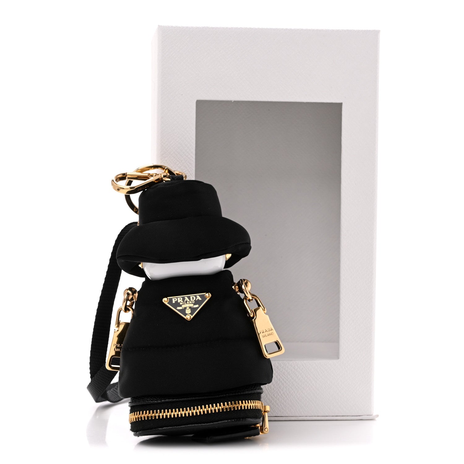Prada Re-Nylon Puffy Soft Robot Keychain With Strap Black 5 of 5