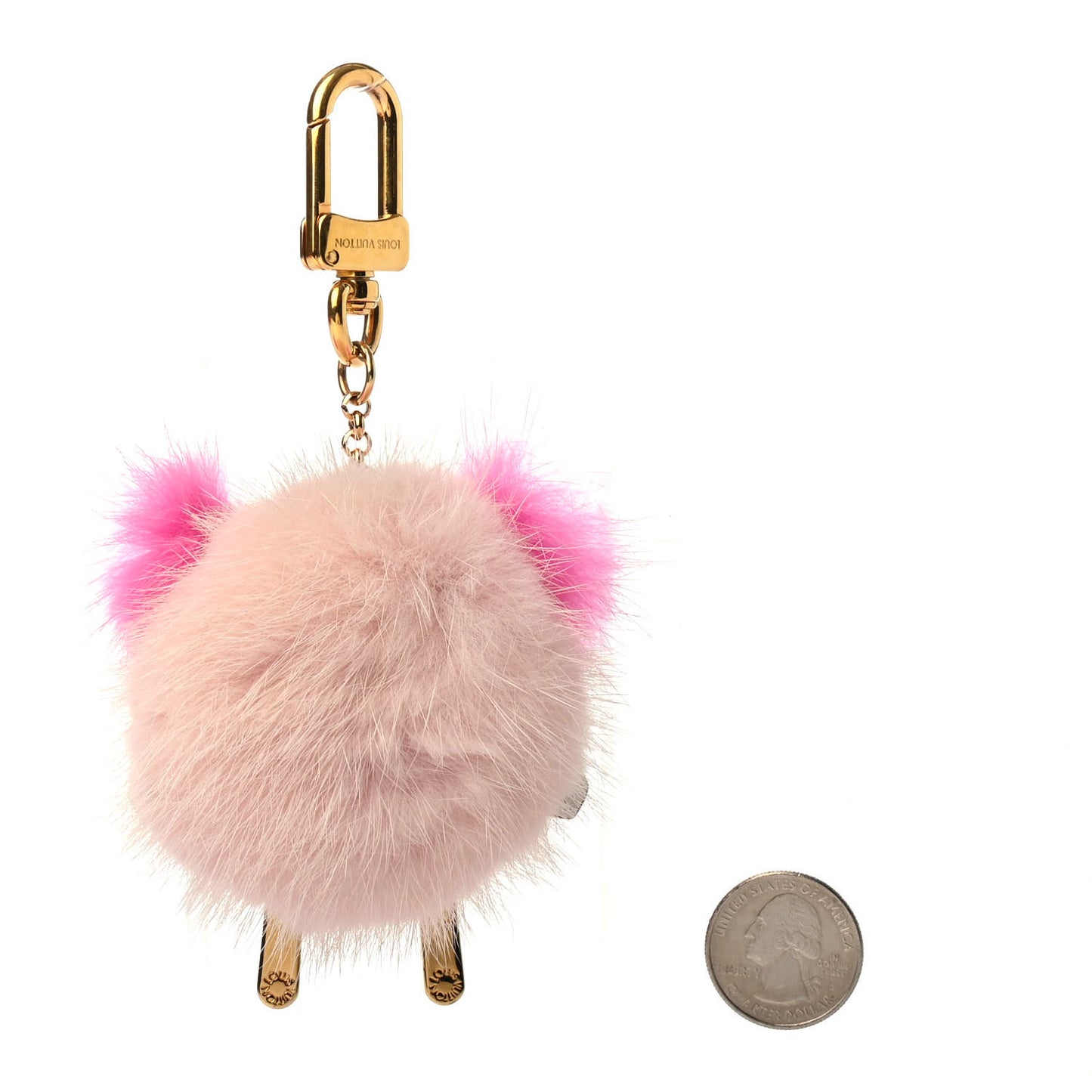 Calfskin Mink Fur Wild Puppet Bag Charm Key Holder Rose