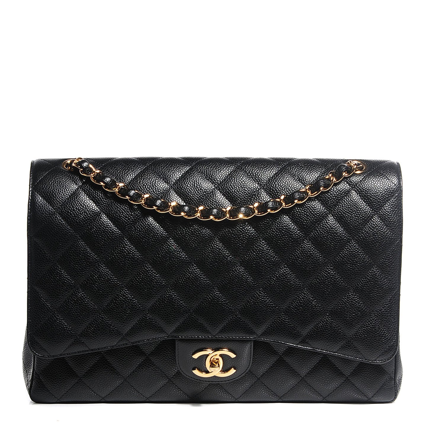 Caviar Quilted Maxi Double Flap Black