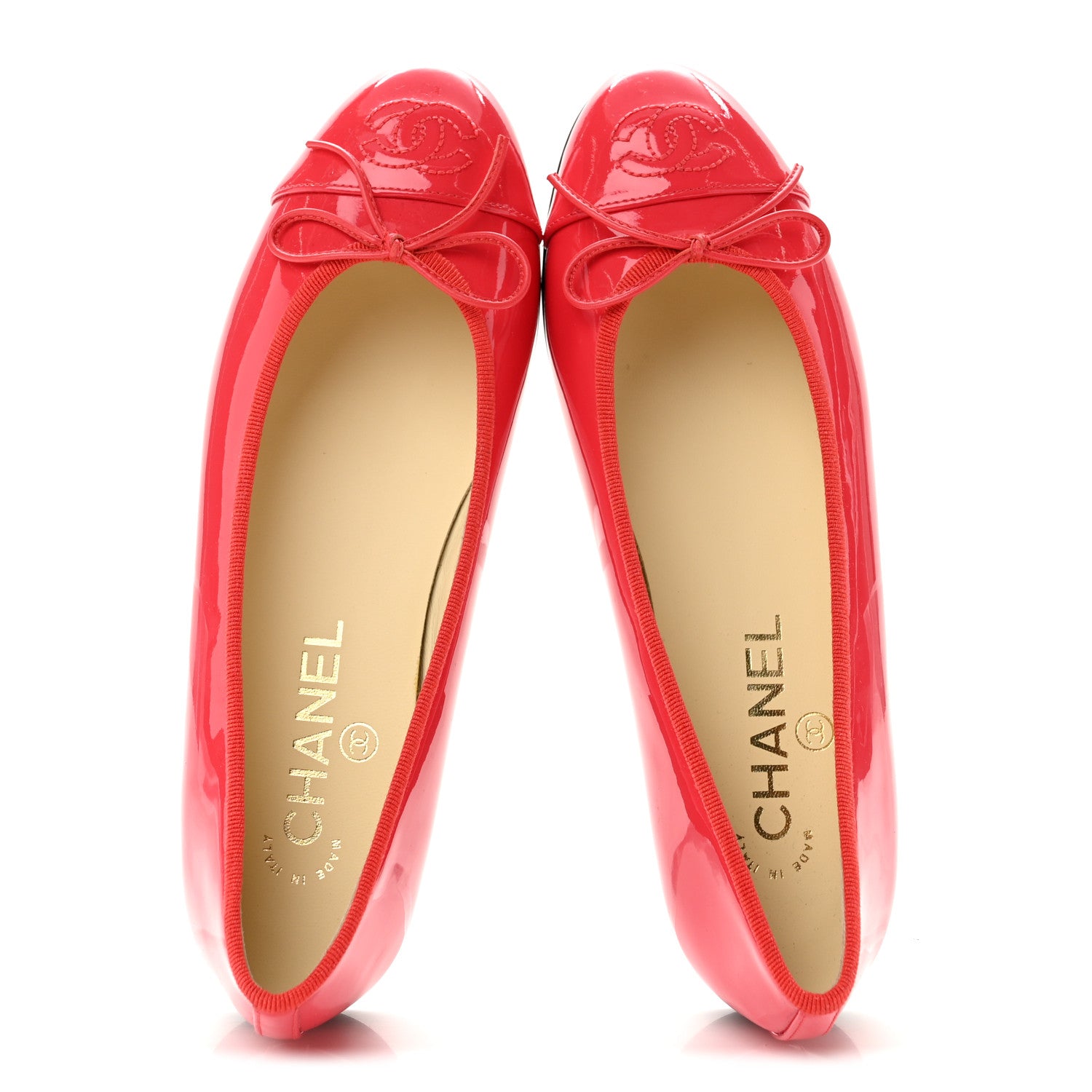Chanel Patent Calfskin CC Cap Toe Ballerina Flats 36 Coral 2 of 10