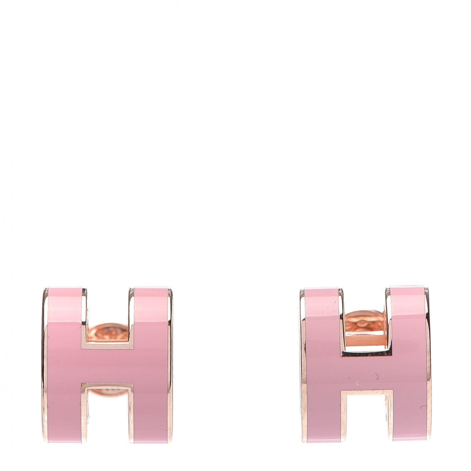 Hermes Rose Gold Lacquered Pop H Earrings Rose Dragee 1 of 6
