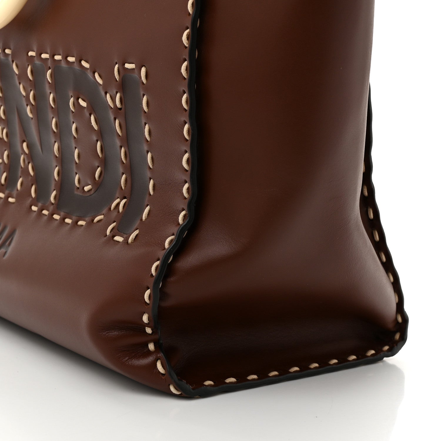 Fendi Vitello King Plexiglass Macro Stitchings Medium Fendi Sunshine Shopper Tote Praline 12 of 12