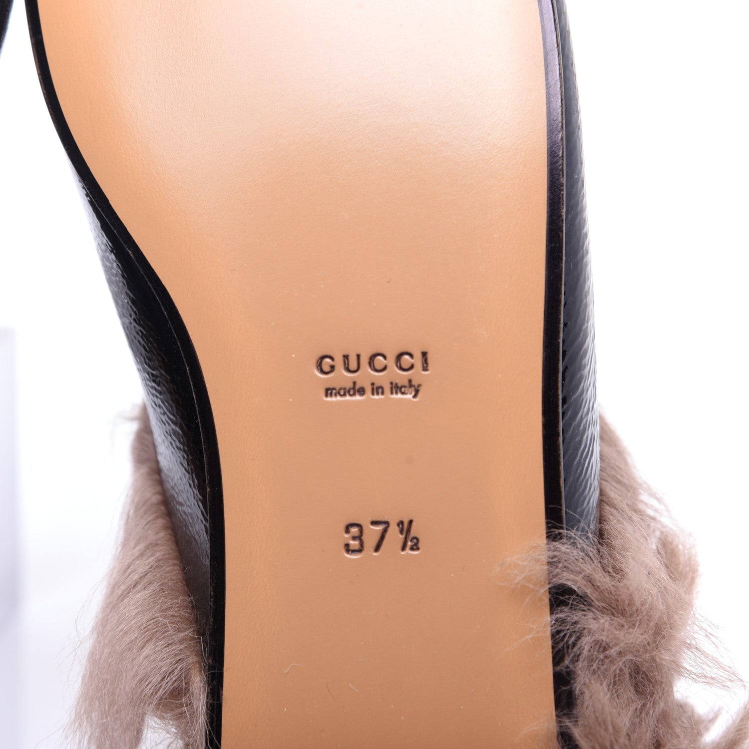Gucci Patent Fur Womens Princetown Slippers 37.5 Black 9 of 10