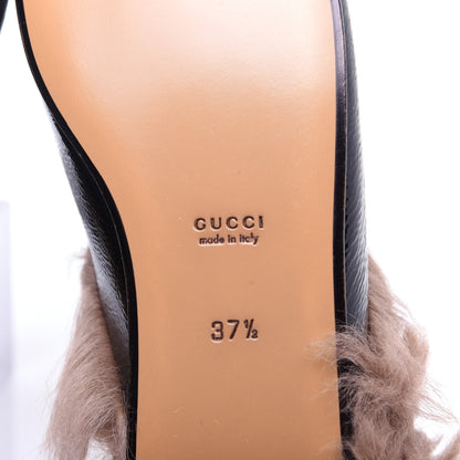 Gucci Patent Fur Womens Princetown Slippers 37.5 Black 9 of 10