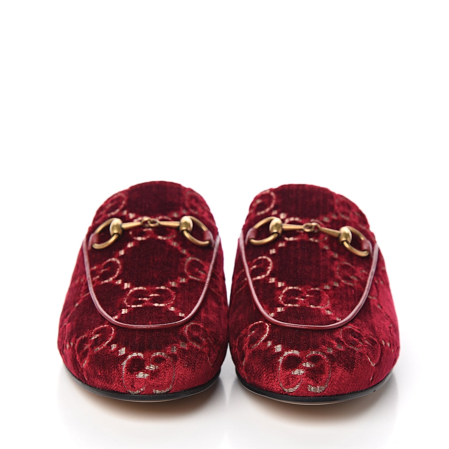 Velvet GG Monogram Womens Princetown Slippers 35.5 Red Cipria