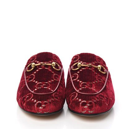 Gucci Velvet GG Monogram Womens Princetown Slippers 35.5 Red Cipria 2 of 9