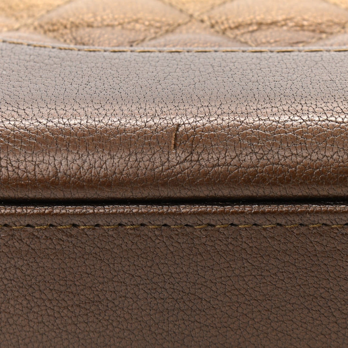 Metallic Goatskin Quilted Small Gabrielle Clutch With Chain Bronze