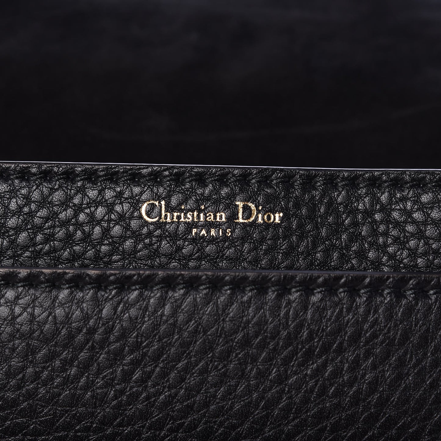 Grained Calfskin Dio(r)evolution Top Handle Flap Bag Black