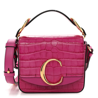 Chloe Calfskin Crocodile Embossed Mini C Bag Pink 1 of 10