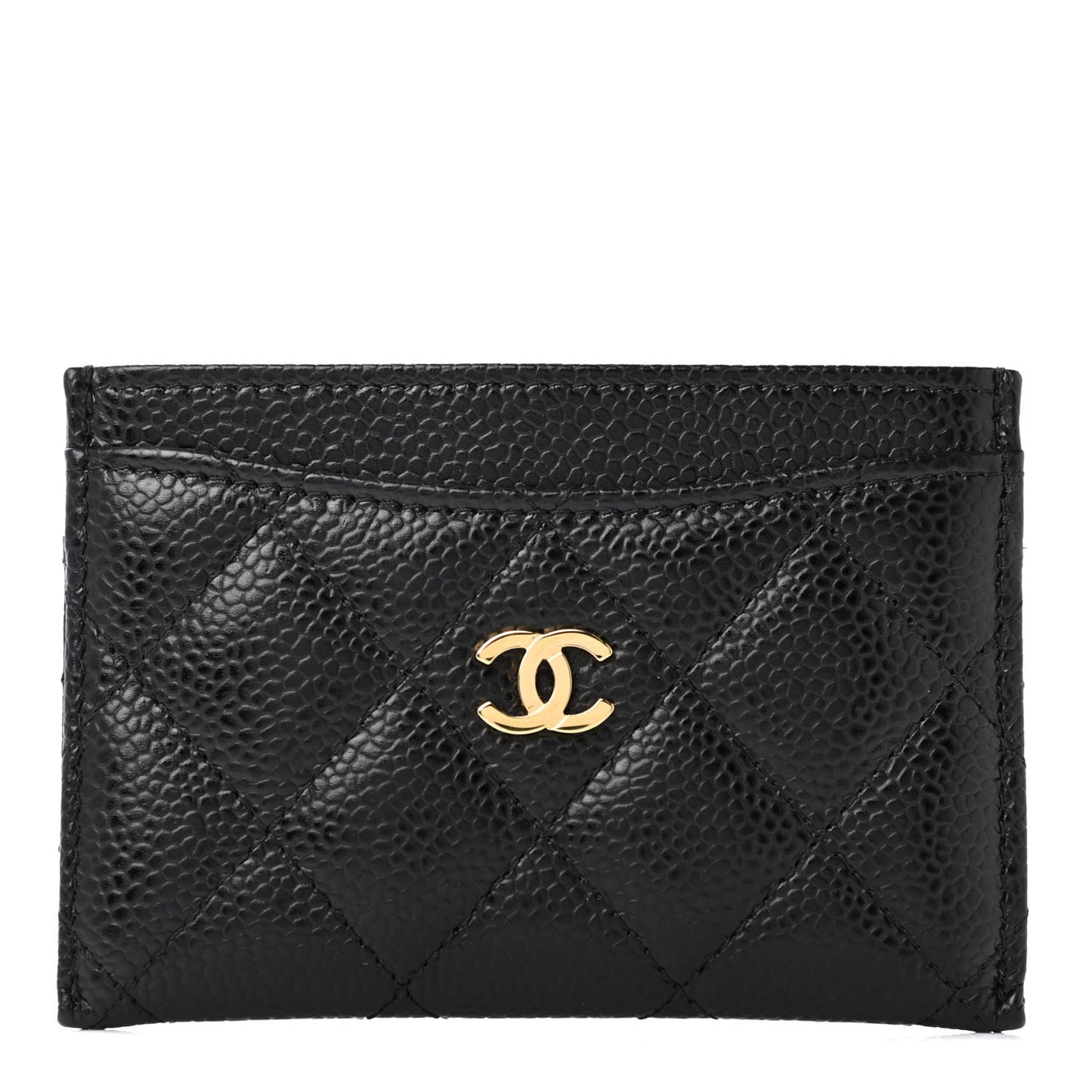 Caviar Quilted Card Holder Black