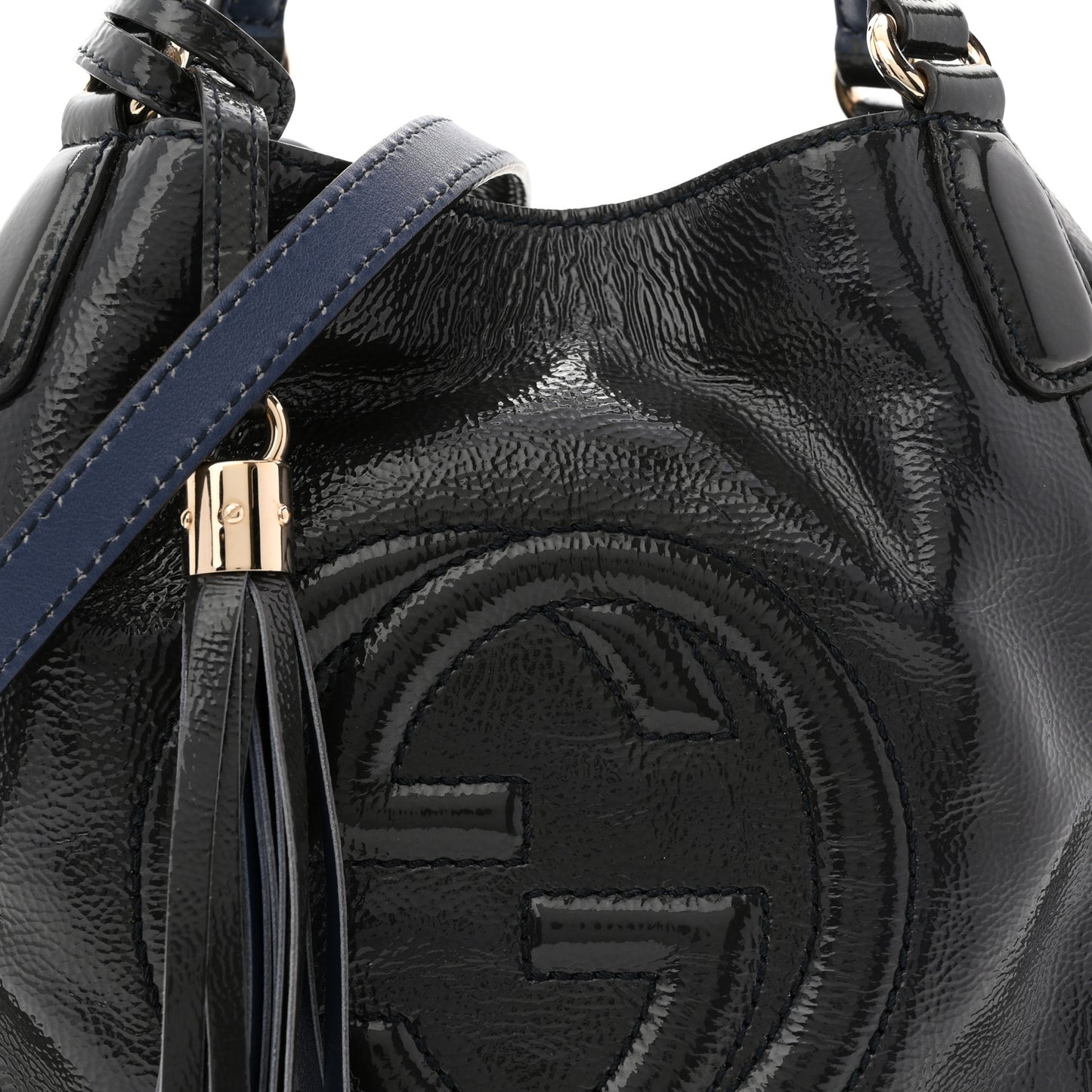 Vernice Naplack Small Soho Shoulder Bag Uniform Blue
