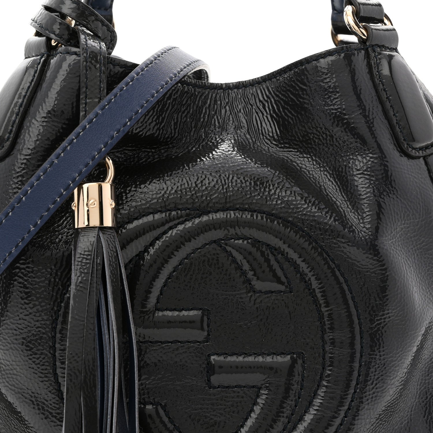 Gucci Vernice Naplack Small Soho Shoulder Bag Uniform Blue 8 of 12