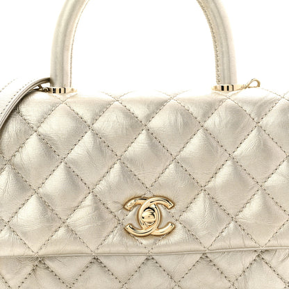 Chanel Metallic Aged Calfskin Quilted Mini Coco Handle Flap Gold 8 of 11