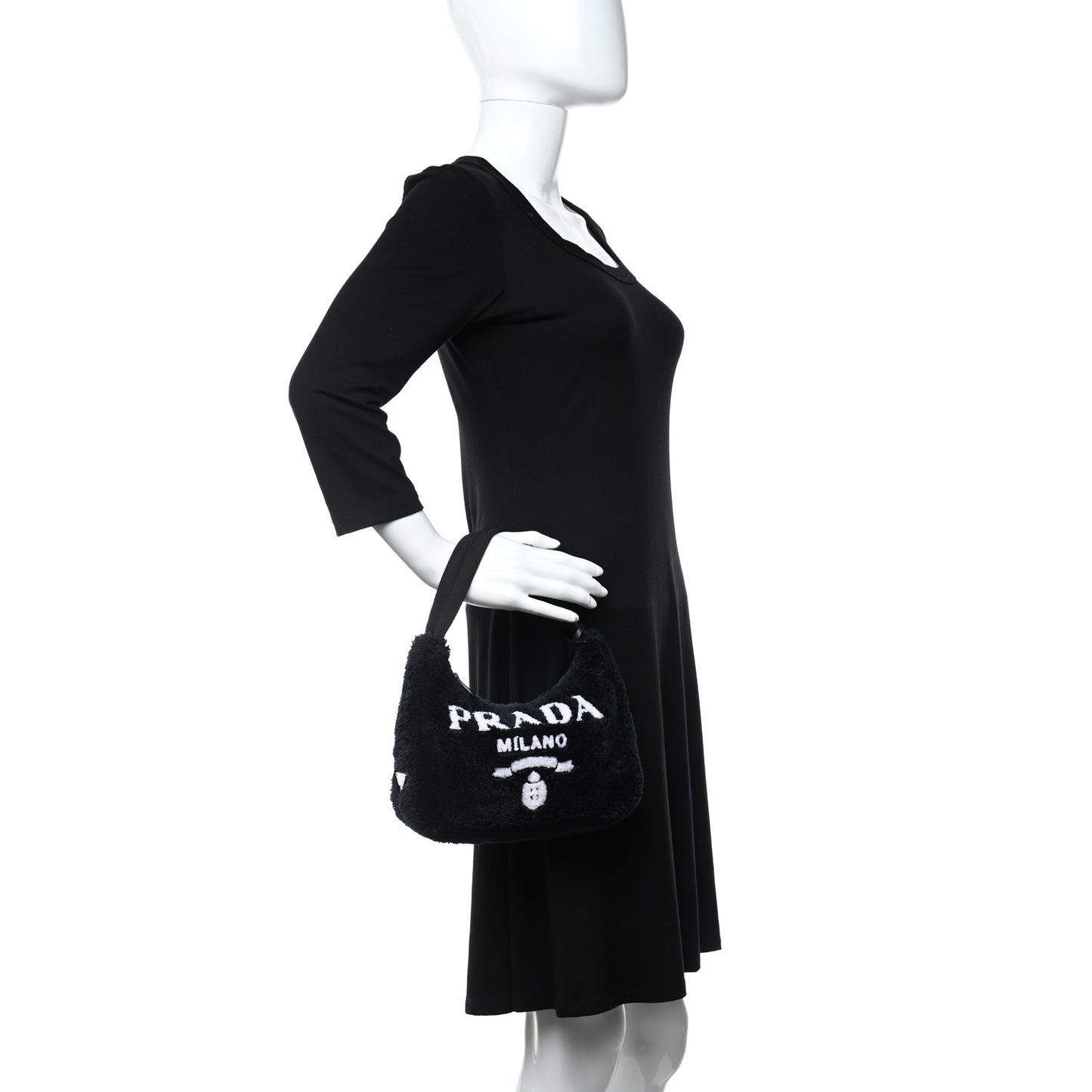 Terry Cloth Mini Re-Edition 2000 Bag Black White