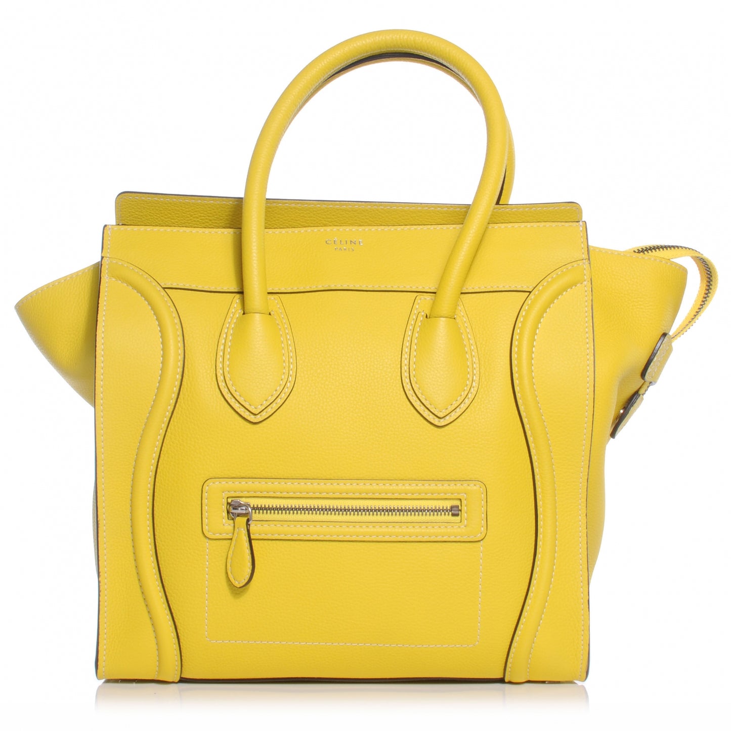 Drummed Calfskin Mini Luggage Citron