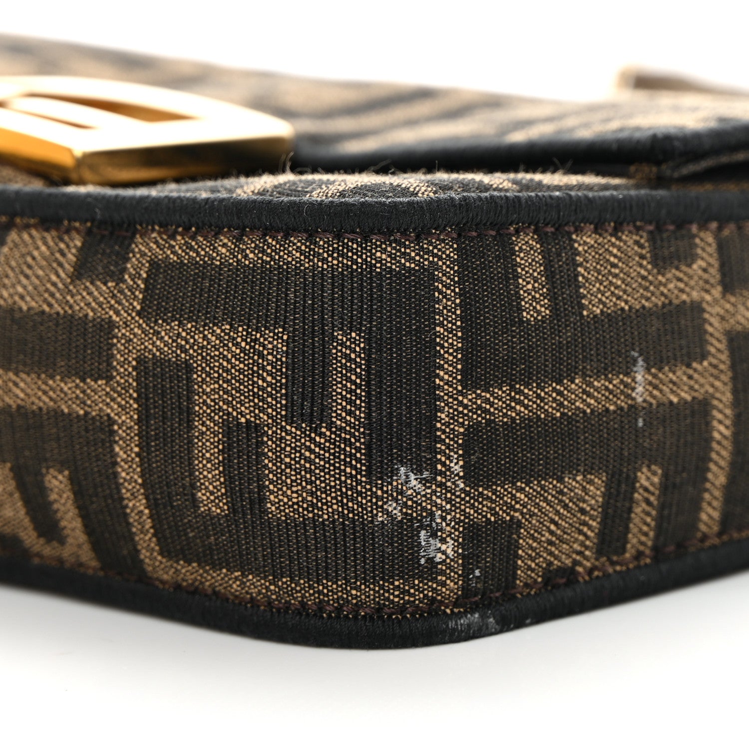 Fendi Fabric Jacquard FF 1974 Mini Baguette Tobacco Moro Black 9 of 12