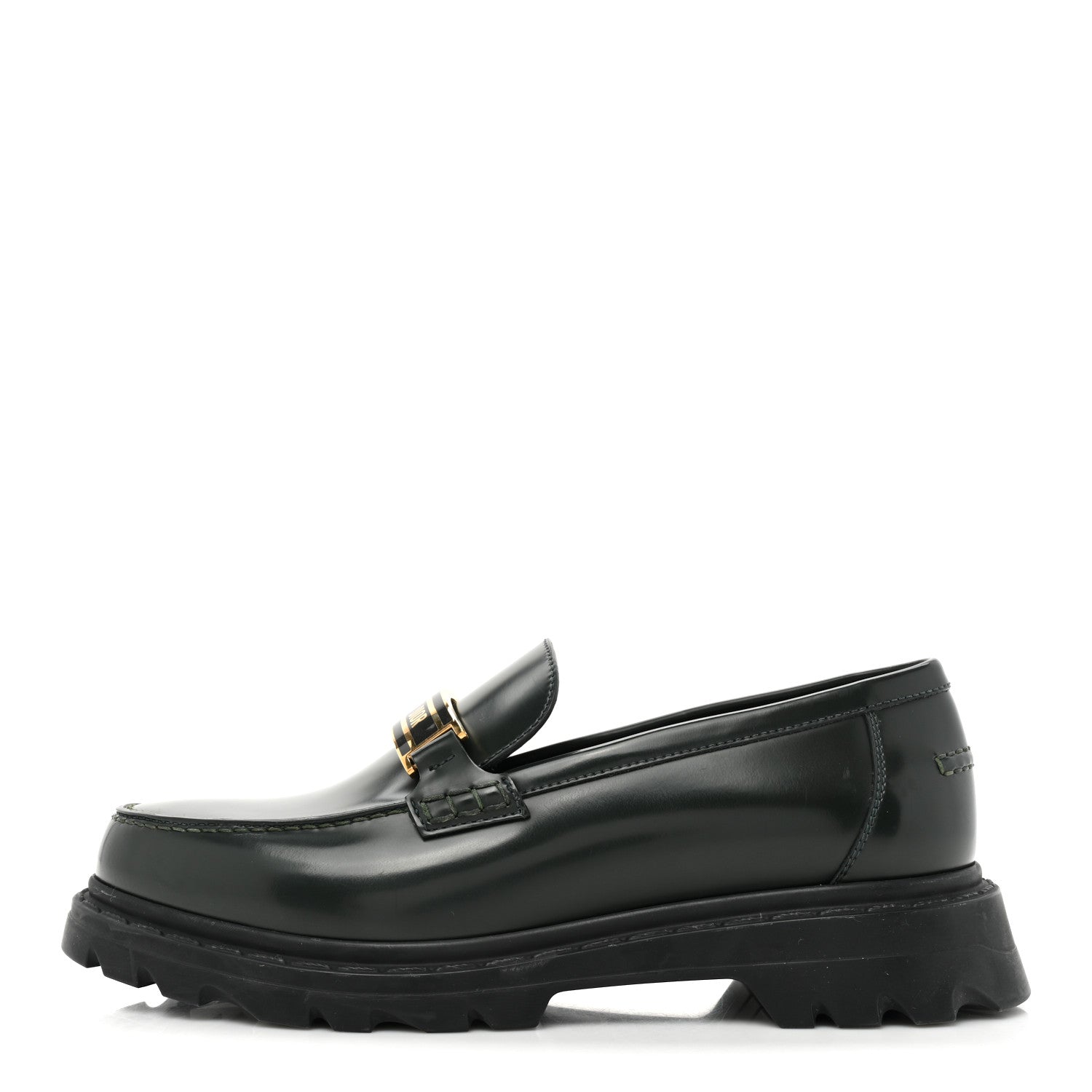 Christian Dior Brushed Calfskin Dior Code Lug Sole 15mm Loafers 38 Green 1 of 13
