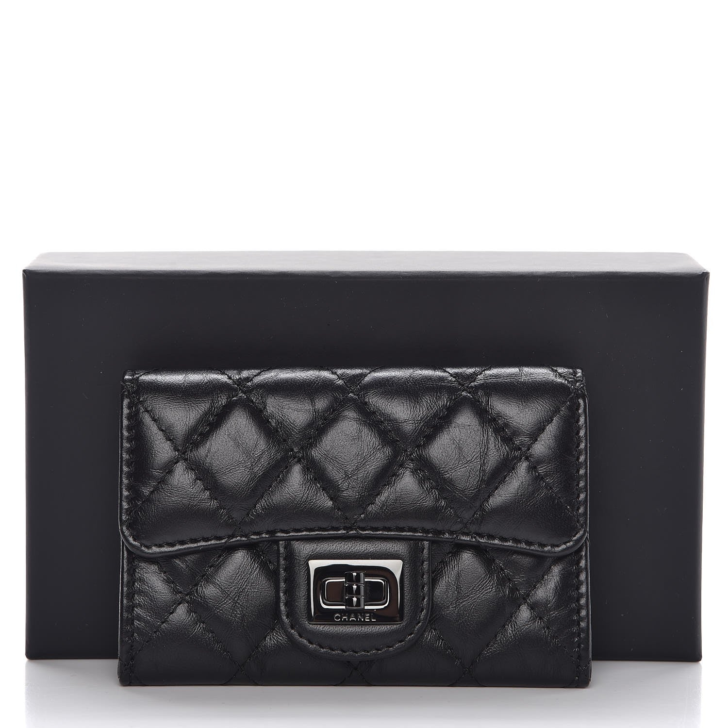 Chanel Aged Calfskin Quilted Reissue Flap Card Holder So Black 10 of 18