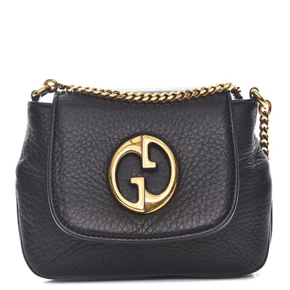 Gucci Pebbled Calfskin Small 1973 Chain Shoulder Bag Black 1 of 11