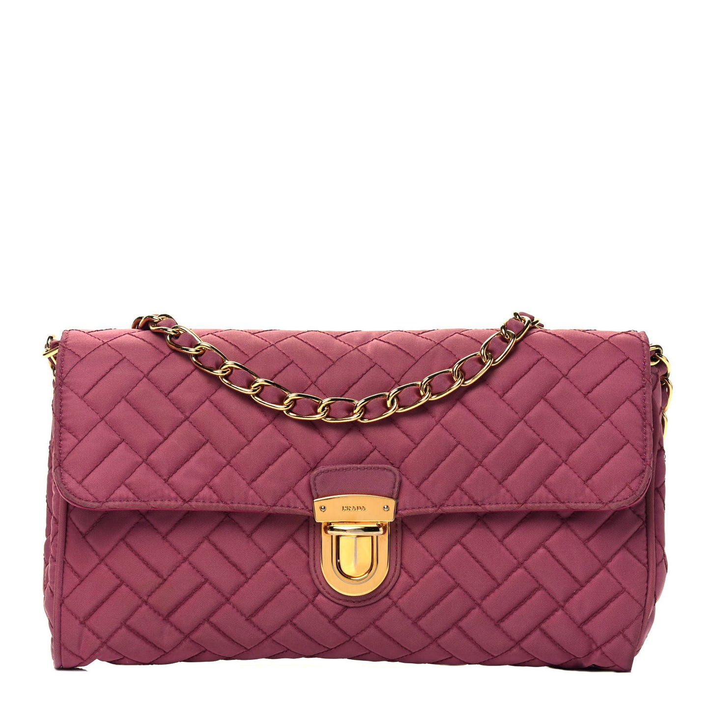 Tessuto Nylon Impuntura Flap Chain Bag Bruyere
