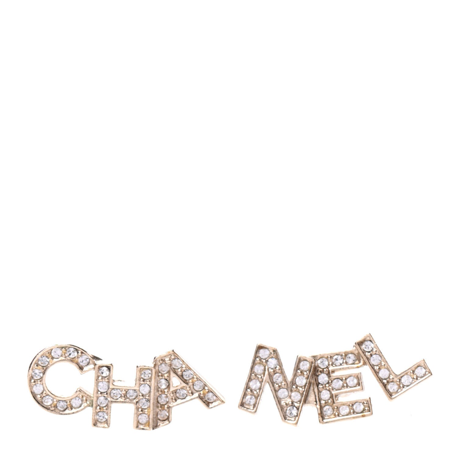 Chanel Crystal Pearl Signature Stud Earrings Gold 1 of 5