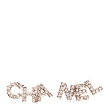 Chanel Crystal Pearl Signature Stud Earrings Gold 1 of 5