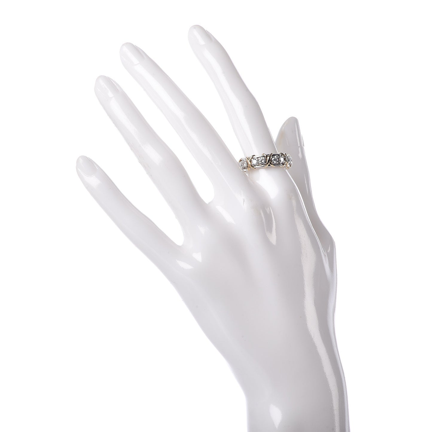 Platinum 18K Yellow Gold Diamond Schlumberger Sixteen Stone Ring 54 7