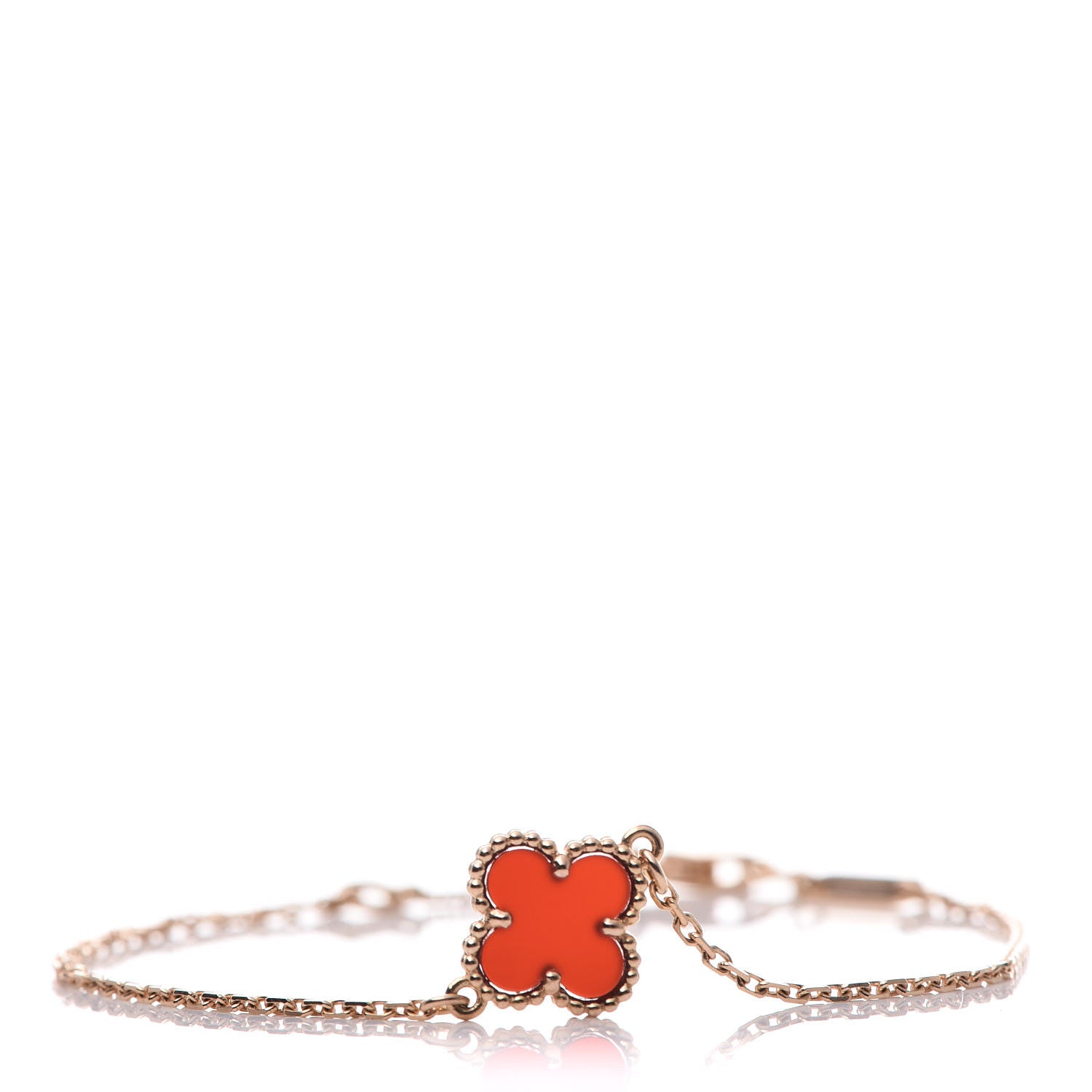 Van Cleef & Arpels 18K Rose Gold Carnelian Sweet Alhambra Bracelet 1 of 6