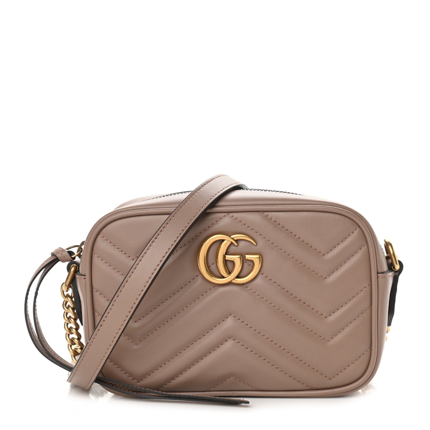 Calfskin Matelasse Mini GG Marmont Chain Shoulder Bag Porcelain Rose