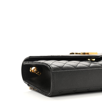 Saint Laurent Grain De Poudre Textured Mixed Matelasse Triquilt Small Monogram Satchel Black 9 of 10