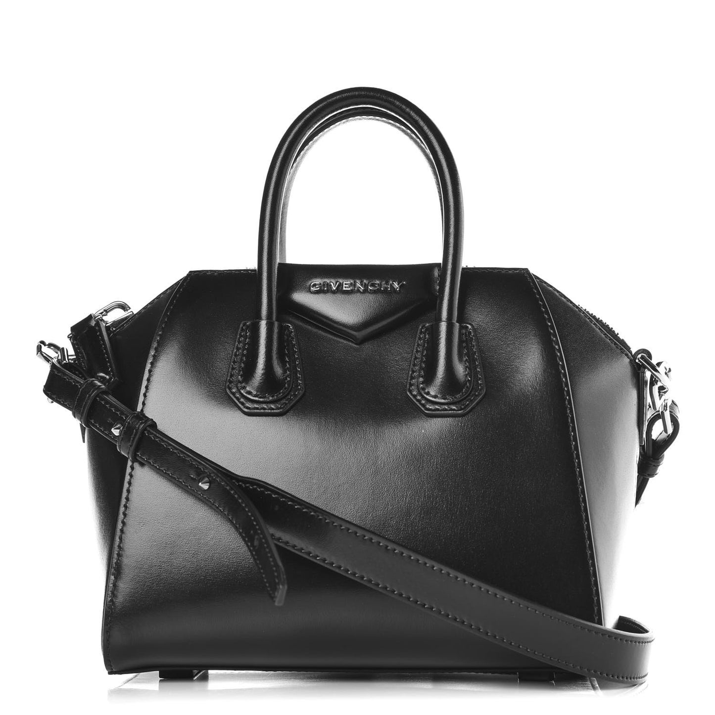 Shiny Lord Calfskin Mini Antigona Black