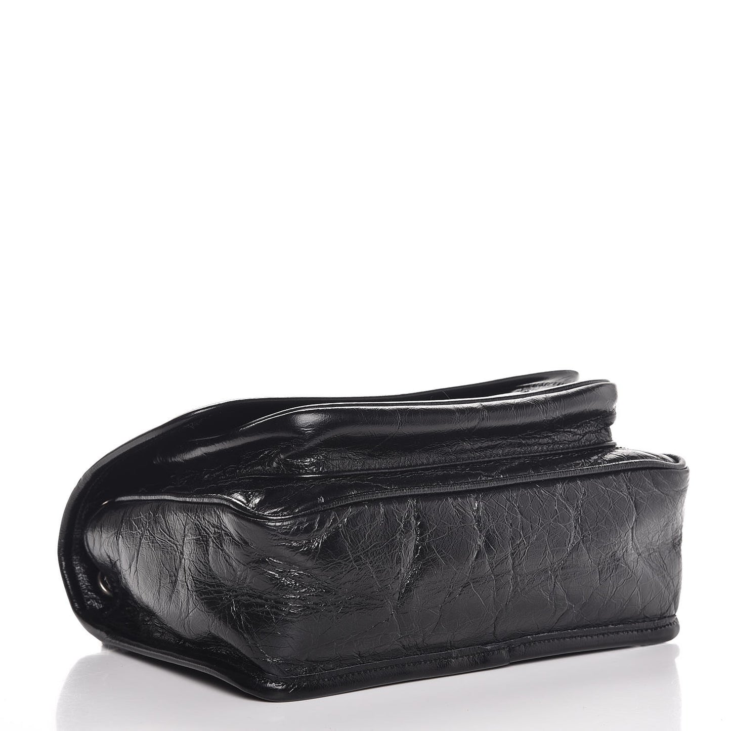 Crinkled Calfskin Matelasse Monogram Baby Niki Chain Satchel Black