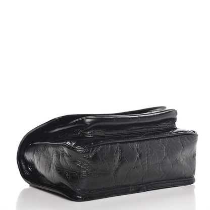 Saint Laurent Crinkled Calfskin Matelasse Monogram Baby Niki Chain Satchel Black 4 of 8